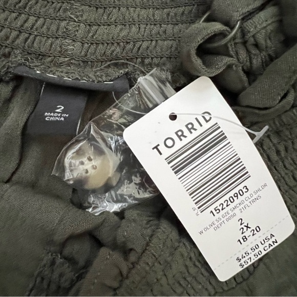 NWT Torrid size 2X green gauze cold shoulder top - Picture 3 of 7